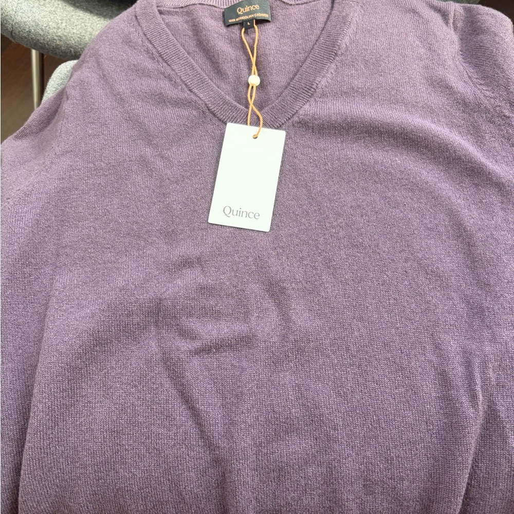 Quince Women's V-Neck Sweater in Deep Orchid Purple - Picture 3 of 4